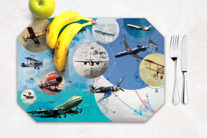 blue airplanes placemats with all the numbers 1-100 Fun preschool math!