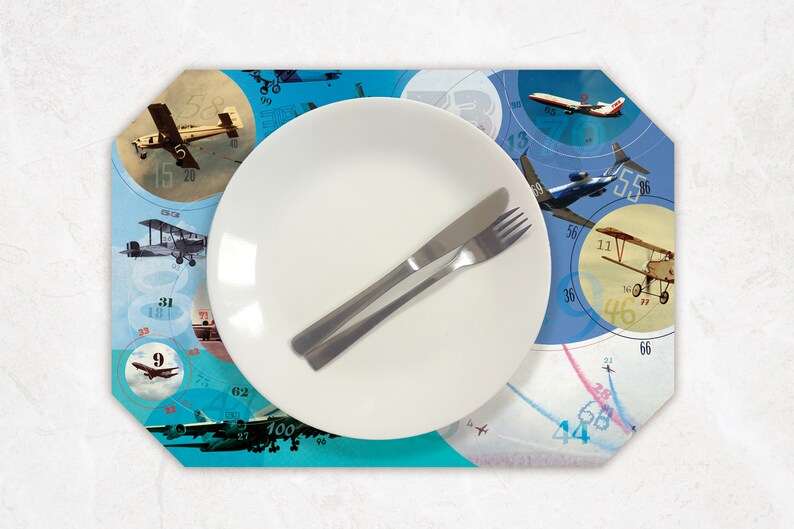 blue airplanes placemats with all the numbers 1-100 Fun preschool math!