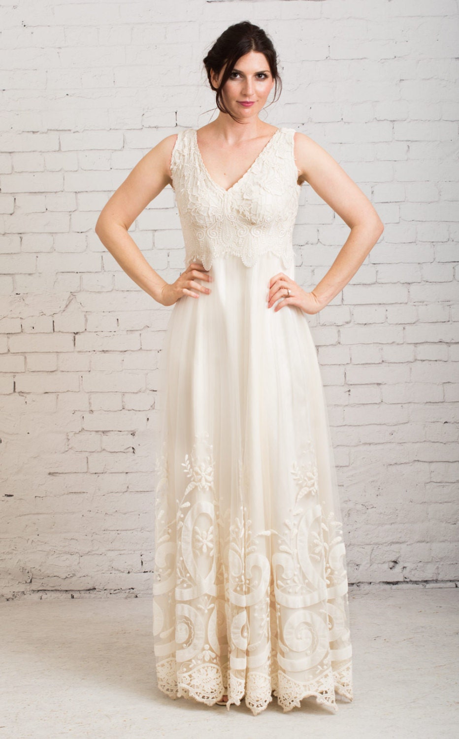 ivory lace dress casual Enchanted Ivory Vintage Lace Dress Ivory / M