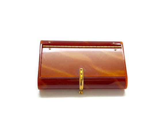 Lucite Clutch Bag Purse Wilardy - Faux Tortoise W… - image 1