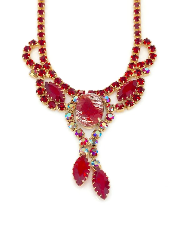 Vintage Juliana Red Art Glass Necklace - Juliana S