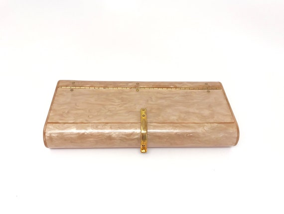Gold Lucite Clutch Bag Purse - Wilardy Gold Marble