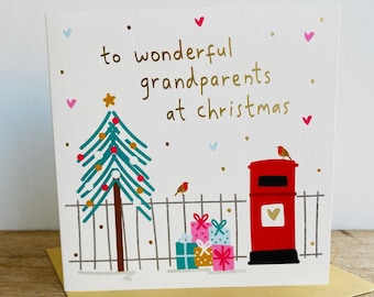 Carte de Noël en feuille d'or pour grands-parents | Carte de Noël des grands-parents merveilleux