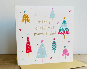 Gold Foil Christmas Card for Mum & Dad | Parents Christmas Card