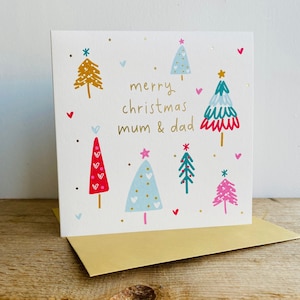 Carte de Noël en feuille d'or pour papa et maman | Carte de Noël des parents
