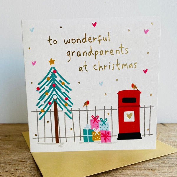 Gold Foil Christmas Card for Grandparents | Wonderful Grandparents Christmas Card