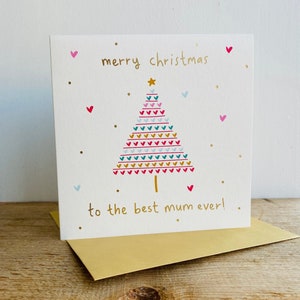 Carte de Noël en feuille d'or pour maman | Carte de Noël de la meilleure maman de tous les temps