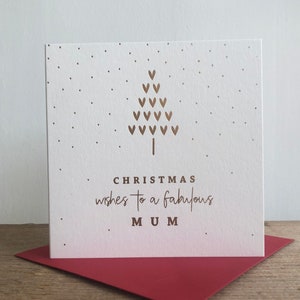 Carte de Noël en feuille d'or pour maman | Carte de Noël pour maman