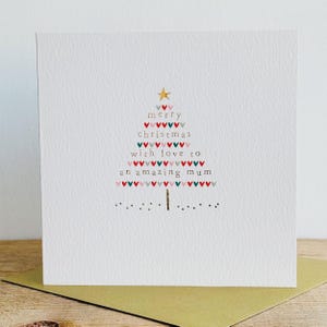 Carte de Noël incroyable pour maman en feuille d'or | Carte de Noël pour maman