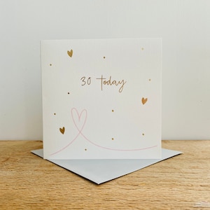 Carte d'anniversaire 30 ans feuille d'or|Carte 30e anniversaire|Carte d'anniversaire pour elle|Carte d'anniversaire pour maman|fille|soeur|nièce|petite-fille|amie