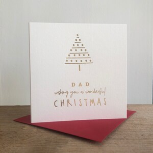 Carte de Noël en feuille d'or pour papa | Carte de Noël pour papa