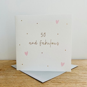 Carte d'anniversaire de 50 ans en feuille d'or | Carte de 50 ans pour elle | Carte d'anniversaire pour maman | Fille | Sœur | Nièce | Grand-mère | Grand-mère | Grand-mère | Amie
