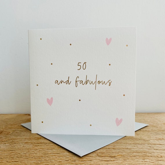 Gold Foil Age 50 Birthday Card|50th Birthday Card for her|Birthday Card for Mum|Daughter|Sister|Niece|Gran|Nan|Grandma|Friend