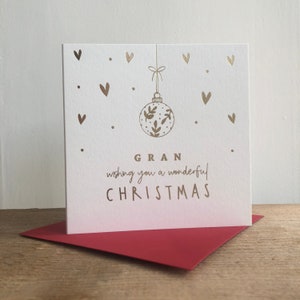 Carte de Noël feuille d'or pour grand-mère