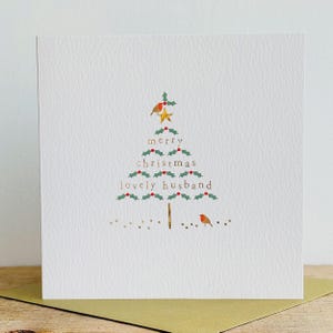 Carte de Noël en feuille d'or pour mari | Joyeux Noël, beau mari à Noël | Carte de Noël de mari