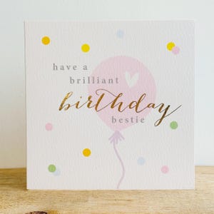 Carte Bestie d'anniversaire de luxe en feuille d'or | Carte d'anniversaire pour meilleur ami | carte d'anniversaire pour amie | Carte d'anniversaire pour elle