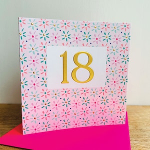 Carte d'anniversaire de 18 ans en feuille d'or | Carte d'anniversaire 18 ans | Carte d'anniversaire pour elle | Carte d'anniversaire pour fille|soeur|nièce|petite-fille|ami