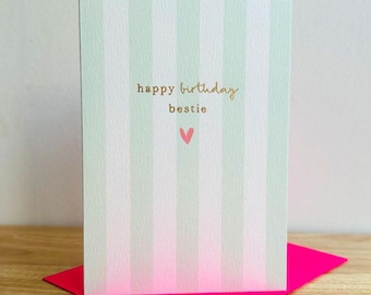 Tarjeta de felicitación contemporánea de cumpleaños para mi mejor amiga con detalles dorados.