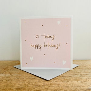 Carte d'anniversaire de 21 ans en feuille d'or|Carte d'anniversaire de 21 ans|Carte d'anniversaire pour elle|Fille|Sœur|Nièce|Petite-fille|Ami|