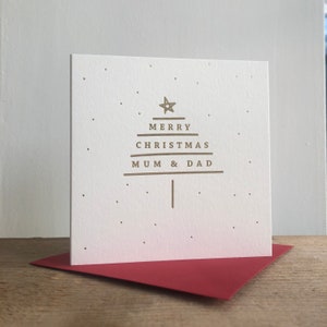 Carte de Noël en feuille d'or pour papa et maman | Carte de Noël pour maman et papa | Carte de Noël des parents