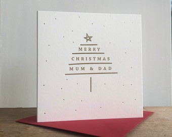 Gold Foil Christmas Card for Mum & Dad | Mum And Dad Christmas Card | Parents Christmas Card