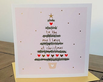 Gold Foil Christmas Card for The One I Love | Partner | Lover Christmas Card