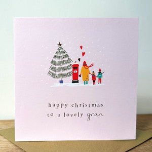 Carte de Noël en feuille d'or pour Gran|Nan|Nanny|Grand-mère|Belle Gran à la carte de Noël