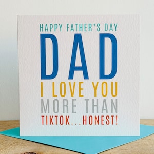 Je t'aime plus que papa TikTok | Carte de fête des pères | Carte contemporaine pour la fête des pères
