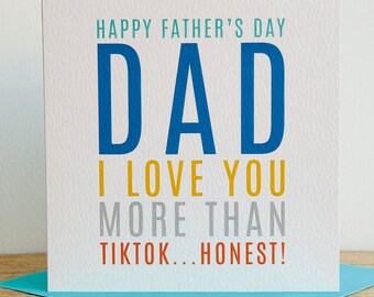 Love You More Than TikTok Dad | Father's Day Card | Contemporary Father's Day Card