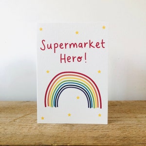 Carte de bienvenue de keyworker de héros de supermarché