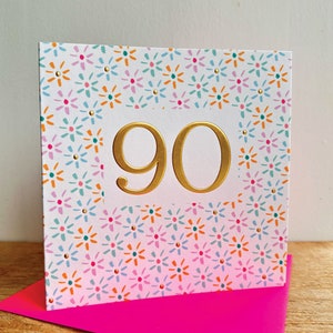 Gold Foil Age 90 Birthday Card| 90th Birthday Card| Birthday Card for her| Birthday Card for Sister|Gran|Nan|Friend