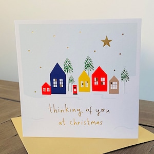 Carte de Noël en feuille d'or pour penser à vous | Carte de Noël Je pense à toi