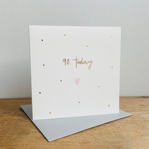 Gold Foil Age 90 Birthday Card|90th Birthday Card for her|Birthday Card for Mum|Sister|Gran|Nan|Grandma|Friend|Milestone