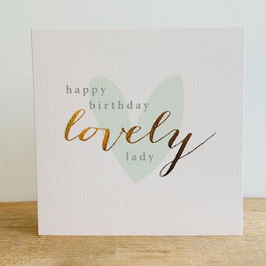 carte d'anniversaire de luxe belle dame feuille d'or | Carte d'anniversaire pour elle | Carte d'anniversaire femme