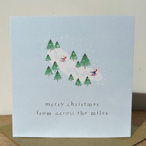 Carte de Noël feuille d'or pour From Across the Miles | Far Away | Carte de Noël d'outre-mer