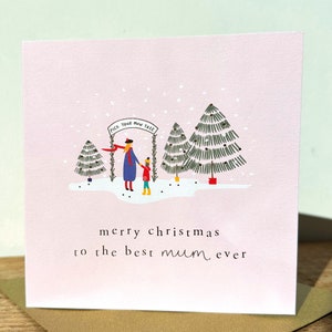 Carte de Noël de la meilleure maman de feuille d'or | Carte de Noël pour maman