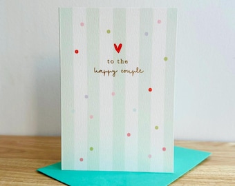 Tarjeta de boda contemporánea, Para la feliz pareja, Tarjeta de felicitación de boda con detalles en lámina dorada