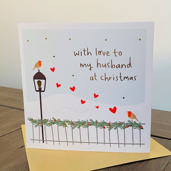 Gold Foil Christmas Card for Husband | Partner | Husband Christmas Card