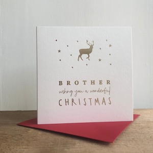 Carte de Noël en feuille d’or pour frère | Carte de Noël frère