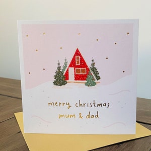Carte de Noël en feuille d'or pour papa et maman | Carte de Noël des parents
