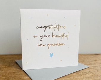 Congratulations on Your New Grandson Greeting Card | New Grandparents | New Grandchild