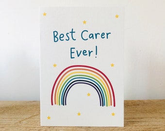 Best Carer | Careworker | Care Assistant Ever Rainbow Keyworker Greeting Card
