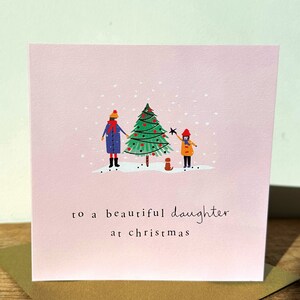 Carte de Noël feuille d'or pour fille | Belle carte pour fille