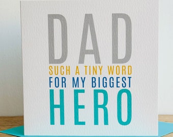 Dad My Biggest Hero | Father's Day Card | Contemporary Father's Day Card