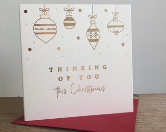 Gold Foil Christmas Card Thinking Of You | Thinking Of You Christmas Card | Just To Say | Sympathy Christmas Card