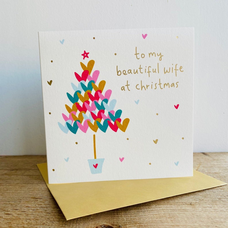 Gold Foil Christmas Card for Wife Partner Wife Christmas Card image 1