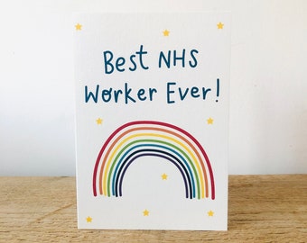 Best NHS Worker Ever Rainbow Keyworker Greeting Card