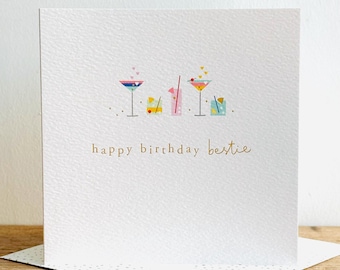 Tarjeta de feliz cumpleaños para mejor amiga con lámina dorada/Tarjeta de cumpleaños para ella/Tarjeta de cumpleaños para mamá/hija/hermana/tía/sobrina/nieta/abuela/amiga