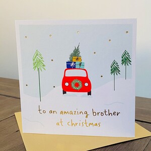 Carte de Noël en feuille d'or pour frère | Carte de Noël Amazing Brother