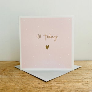 Carte d'anniversaire 40 ans feuille d'or|Carte 40e anniversaire|Carte d'anniversaire pour elle|Carte d'anniversaire pour maman|fille|soeur|nièce|petite-fille|amie